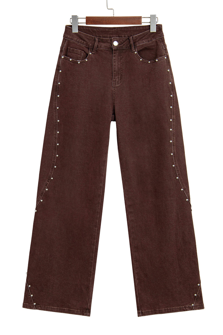 Dusk Blue Side Seam Rivet Detail Ankle Length Casual Jeans