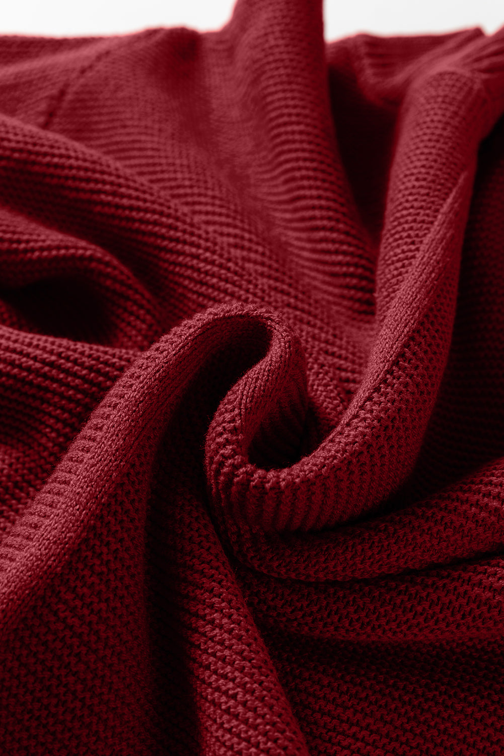 Red Dahlia Solid Color Front Seam Drop Shoulder Loose Sweater