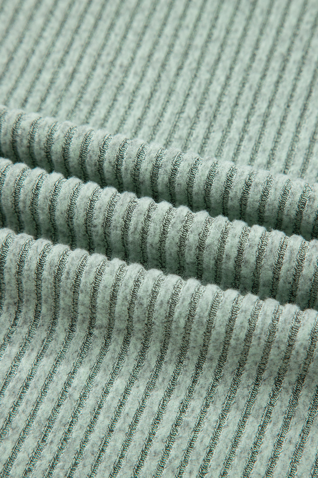 Grass Green Ribbed Notched Neck Knit Long Sleeve Leggings Two Pieces Lounge Set