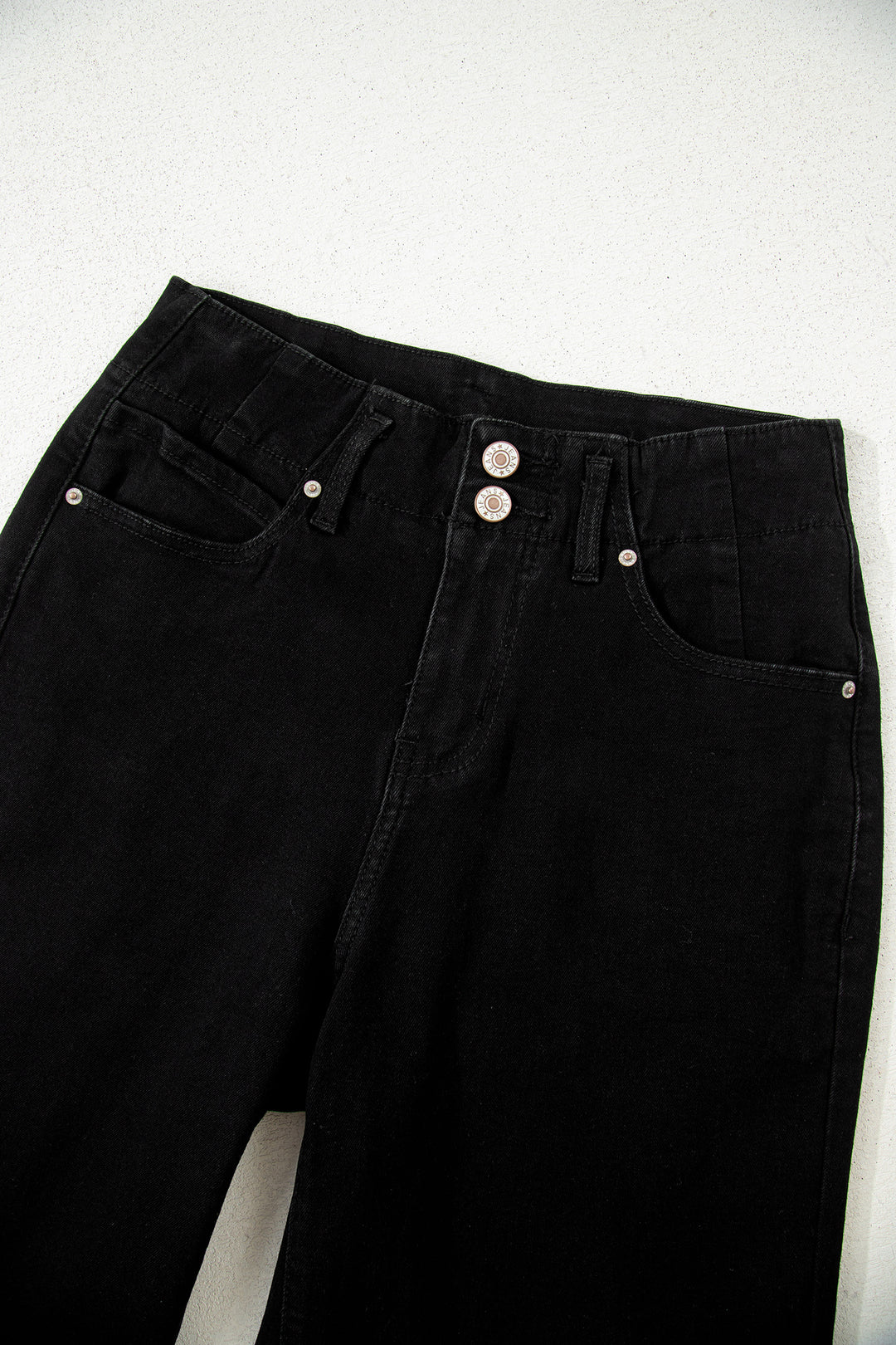 Black 2-Button High Waist Flared Bottom Jeans