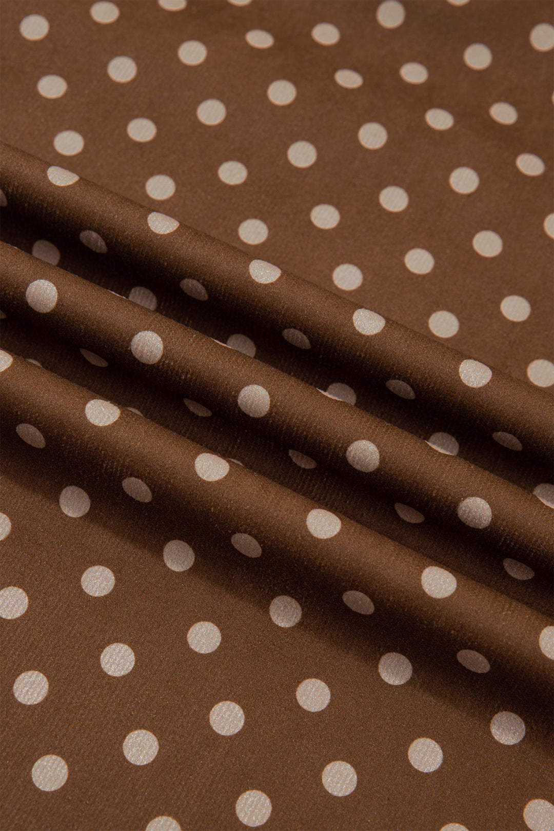 Brown Polka Dot V Neck Long Sleeve Button Shift Dress