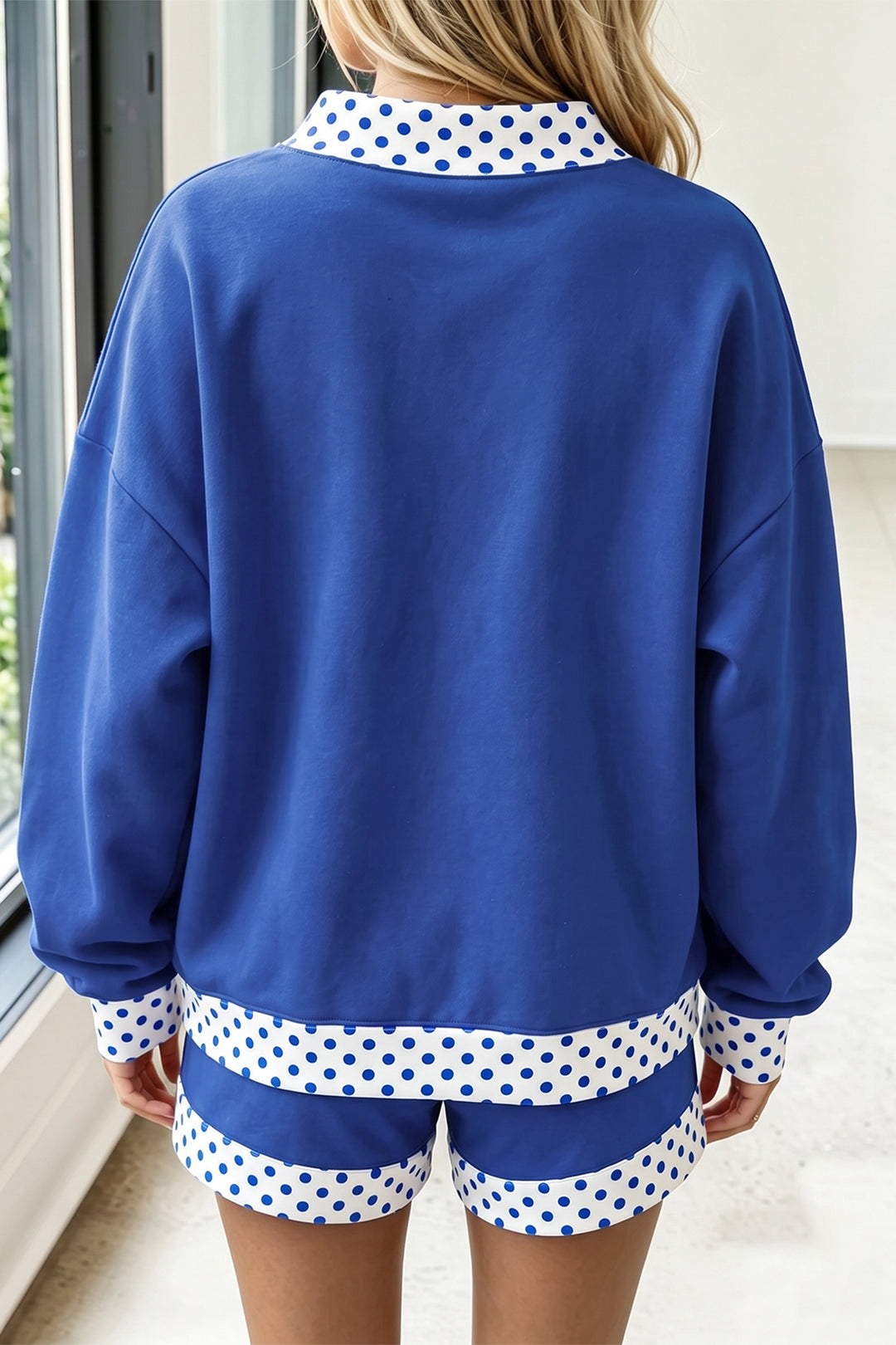 Carrot Gingham Trim Baggy Pullover 2pcs Short Set