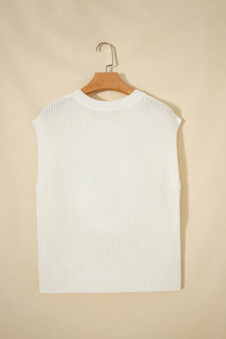 Turquoise Crochet Horseshoe Short Sleeve Knit Sweater