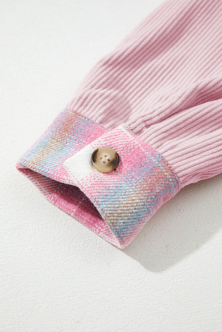 Sophia Corduroy Flap Patchwork Shacket