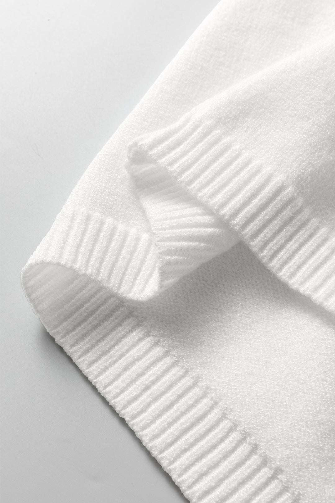 White Solid Color Knit Loose Bracelet Sleeve Dolman Sweater