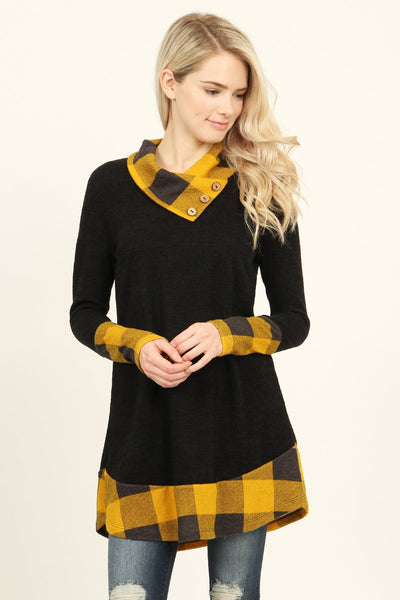 Plaid Accented Sweater Tunic