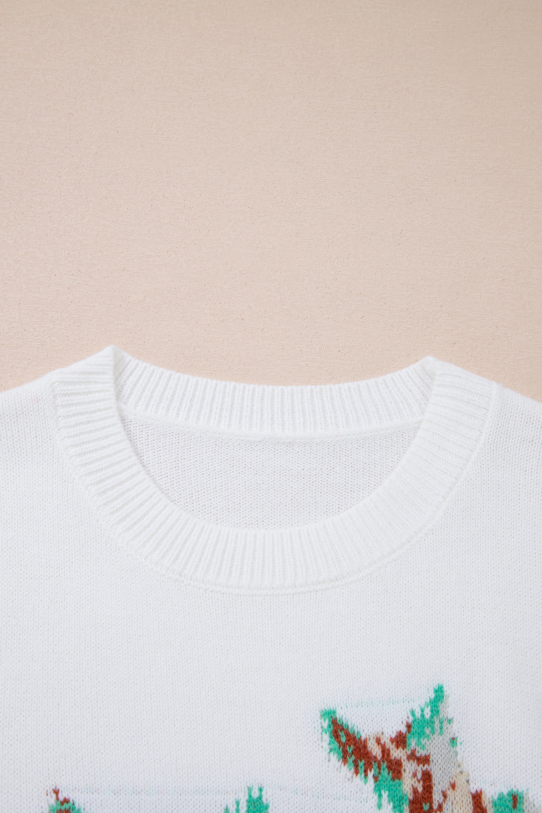 White Retro Flying Mallard Pattern Drop Shoulder Pullover Sweater