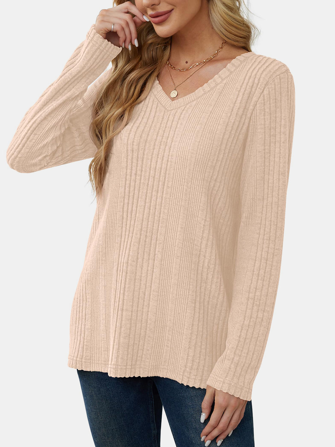 V-Neck Long Sleeve T-Shirt