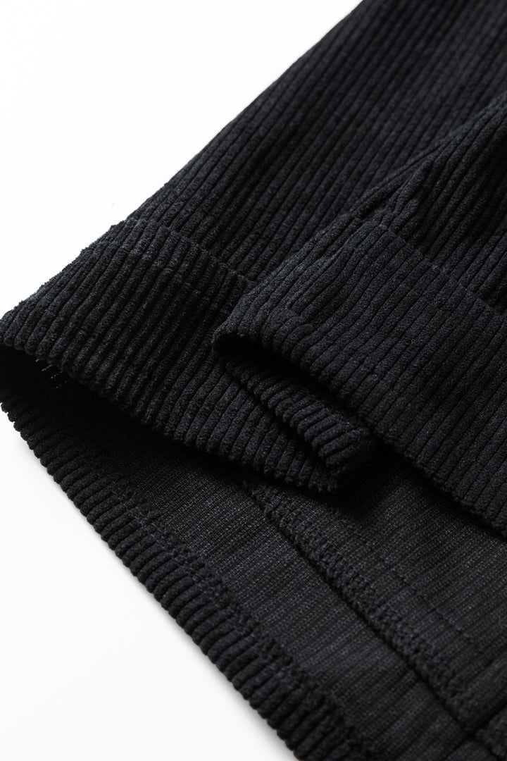 Black Plus Size Corduroy Patch Pocket Sleeveless Mini Dress