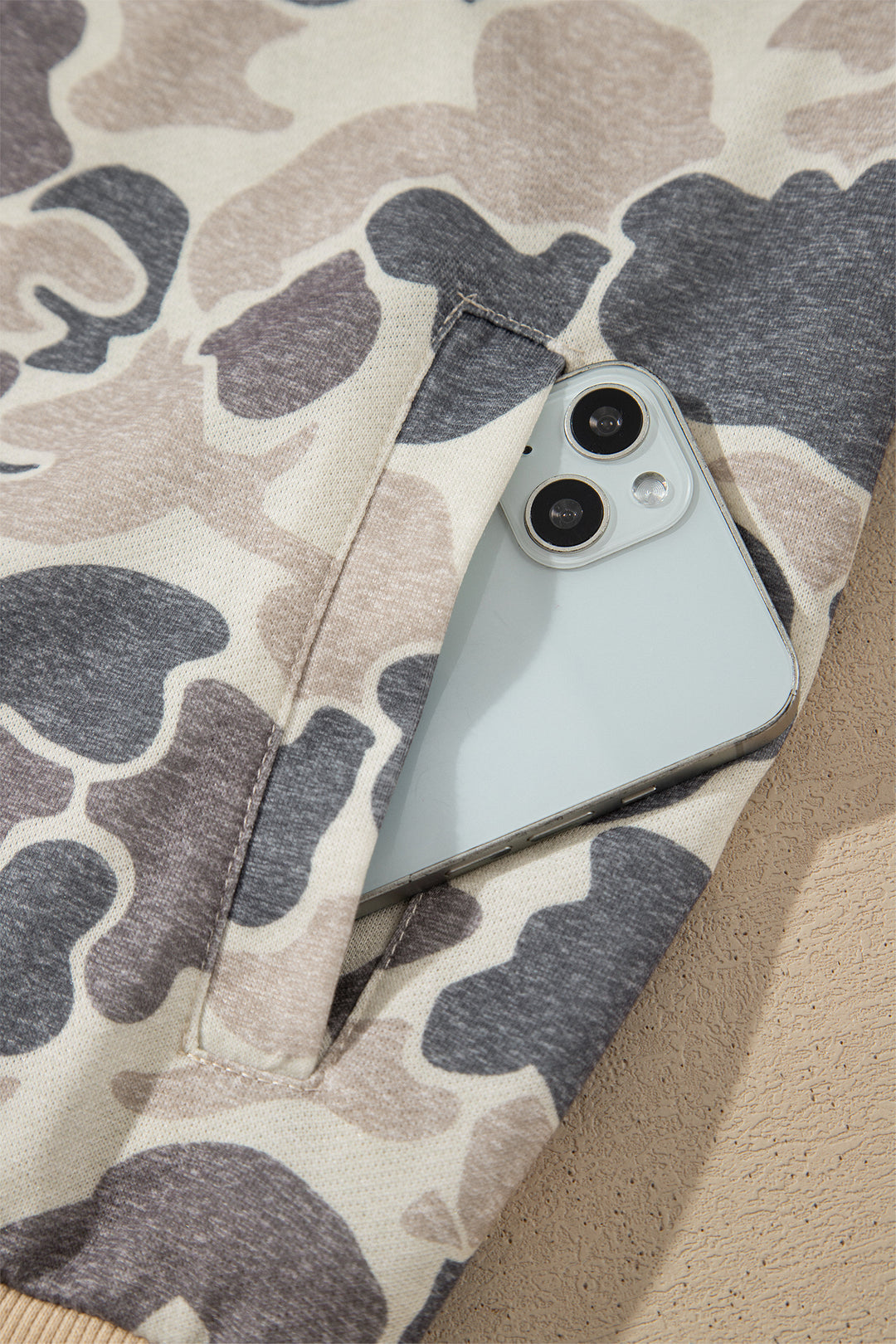 Multicolour Camouflage Print Color Block Trim Zip Bomber Sweatshirt