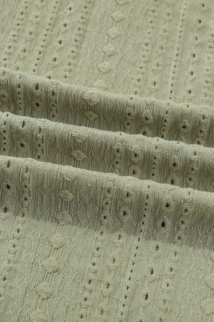 Laurel Green Jacquard Frilled Ruffled Long Sleeve Mini Dress