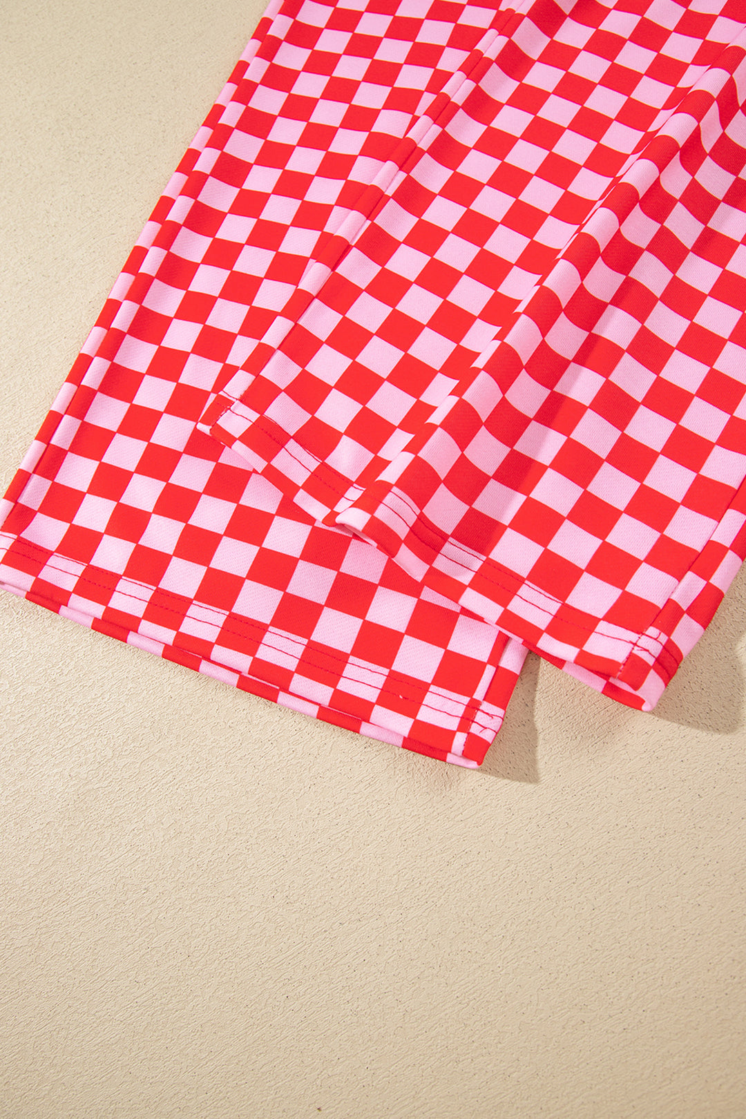 Red Christmas Slogan Graphic Plaid Contrast Two-piece Pant Set