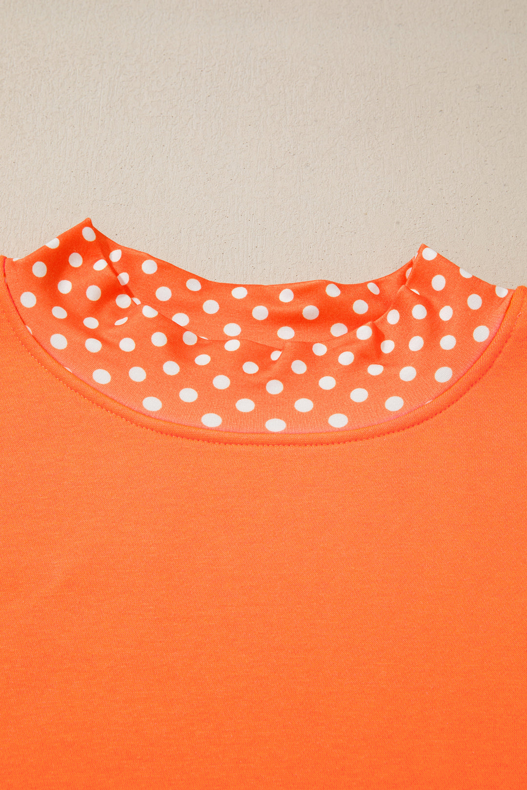 Orange Polka Dot Patchwork Round Neck Plus Size Sweatshirt