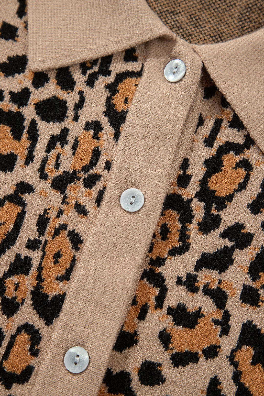 Brown Leopard Print Button-Up Cardigan Long Sleeve Cardigans
