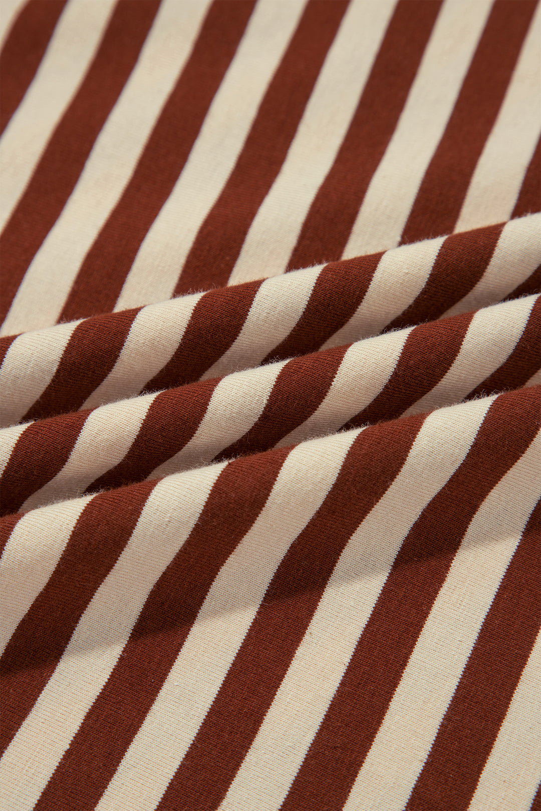 Brown Stripe Striped Colorblock Cuffs Round Neck Long Sleeve Shift Dress