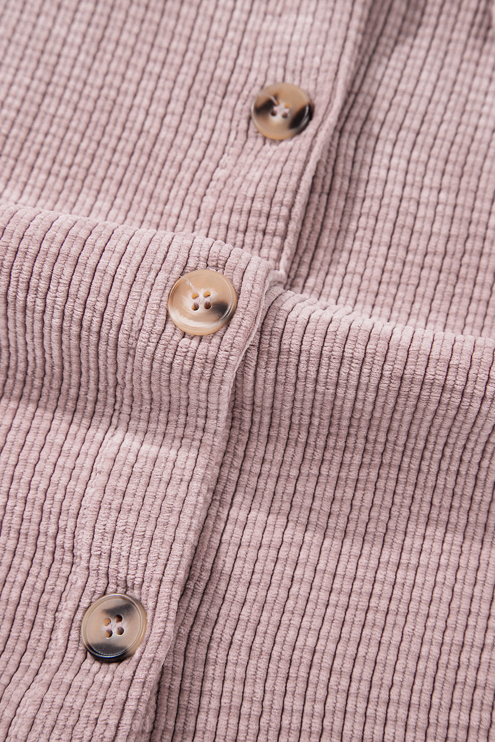 Light Pink Corduroy Flap Pocket Button Up Shacket