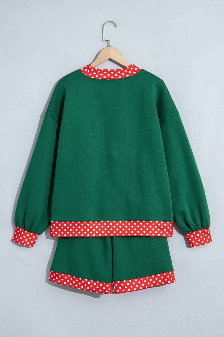 Carrot Gingham Trim Baggy Pullover 2pcs Short Set
