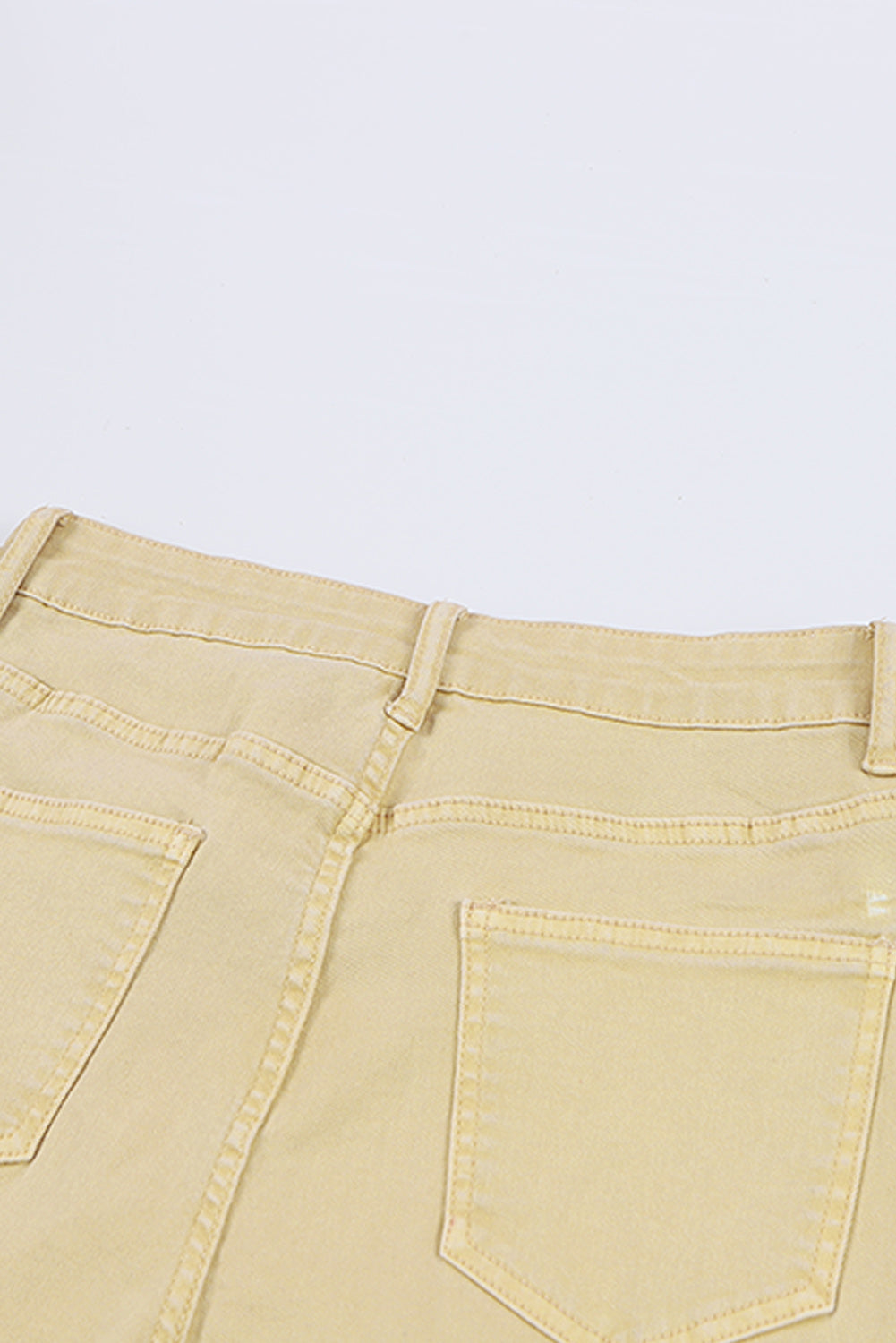 Khaki Raw Edge Mid Waist Flared Jeans