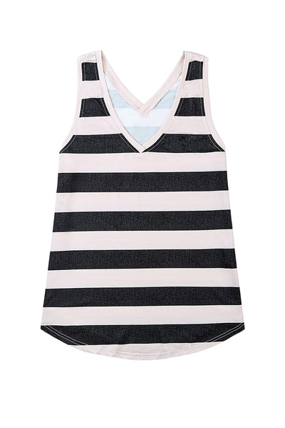 Striped V Neck Tank Top