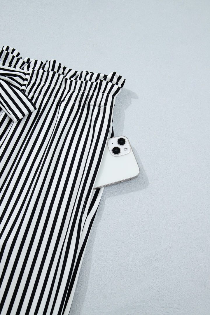 Black Stripe Plus Size Loose Straight Casual Pants