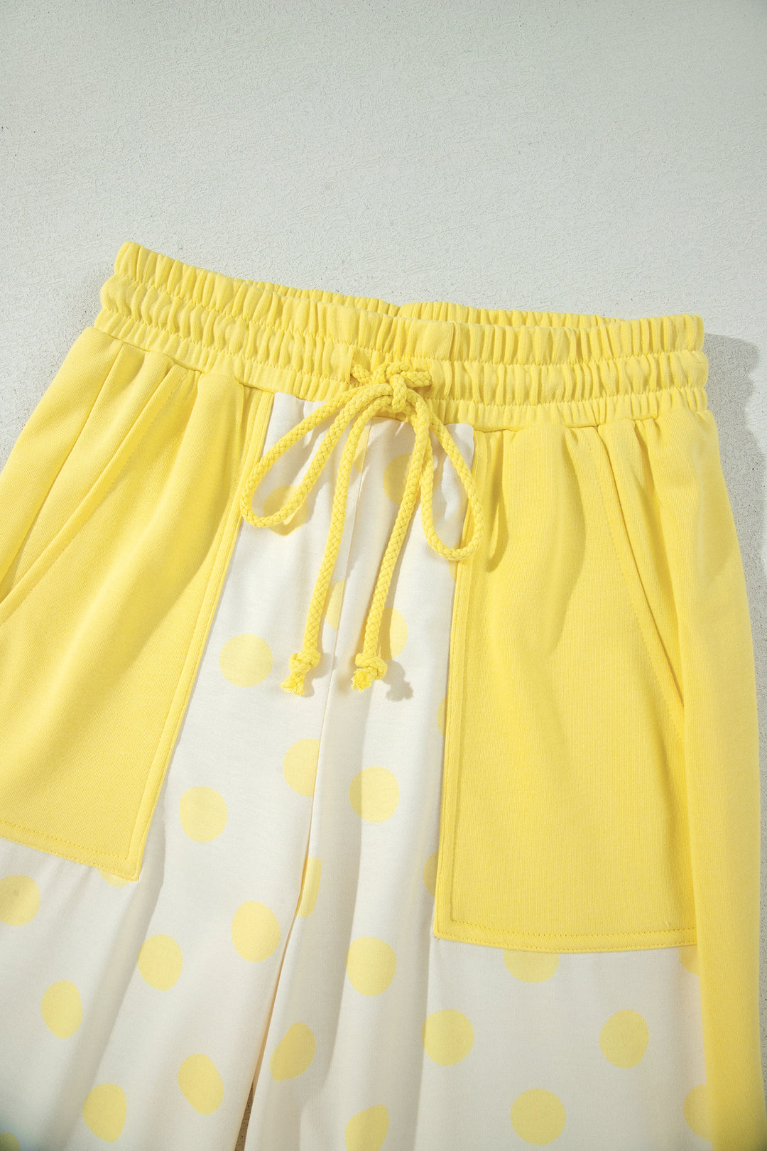 Pink Color Block Patchwork Polka Dot Wide Leg Pant Set