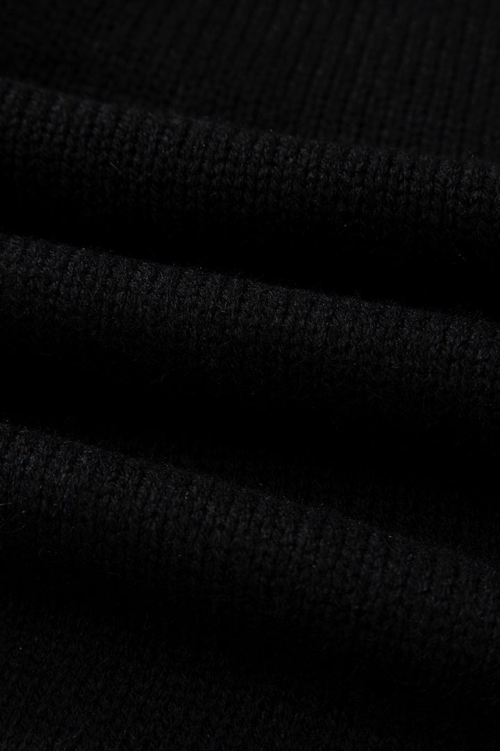 Black Festive Bow Backless Bubble Sleeve Sweater