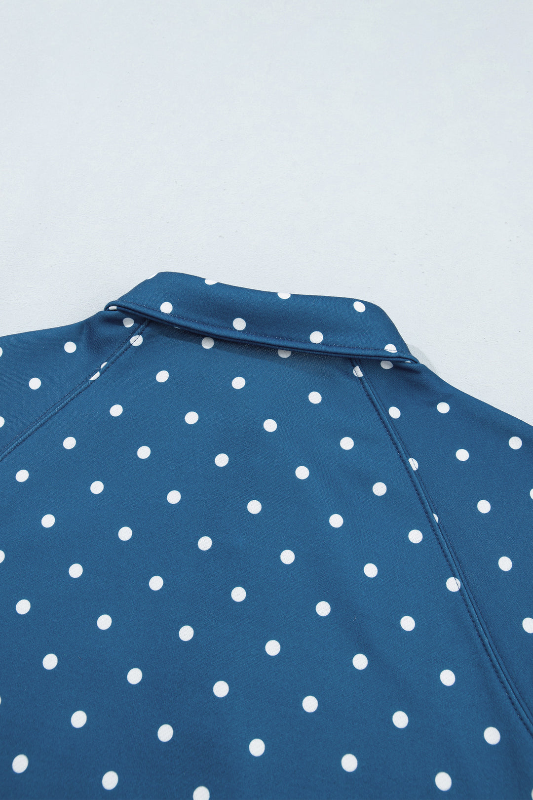 Pink Polka Dot Print Metal Button Collar Casual Pullover Sweatshirt