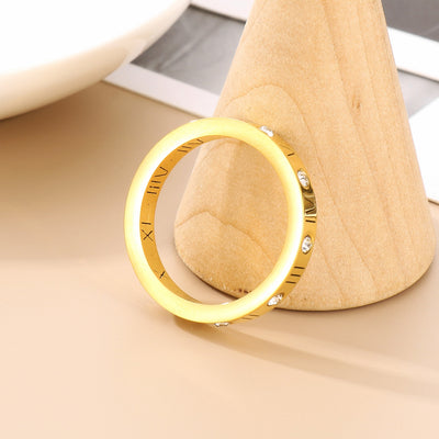 Inlaid Zircon Stainless Steel Ring