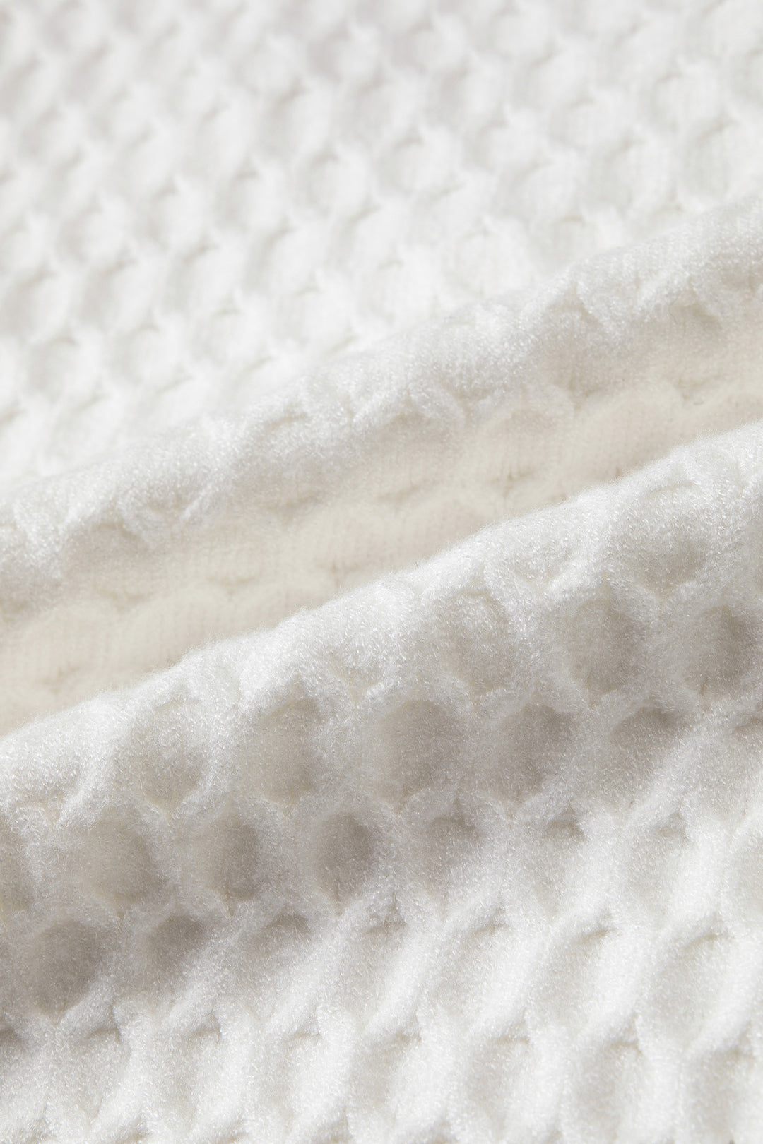 White Solid Textured Knit Pearl Embellished Pullover Sweater