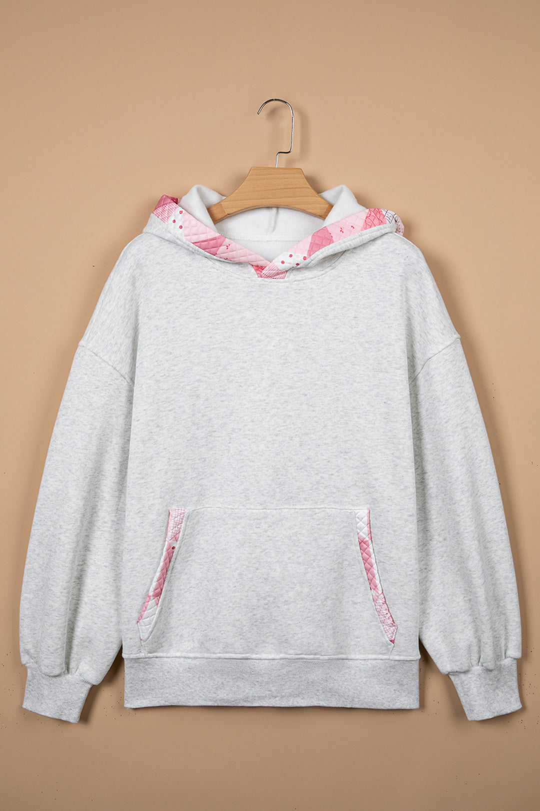 Gray Contrast Patchwork Oversized Hoodie