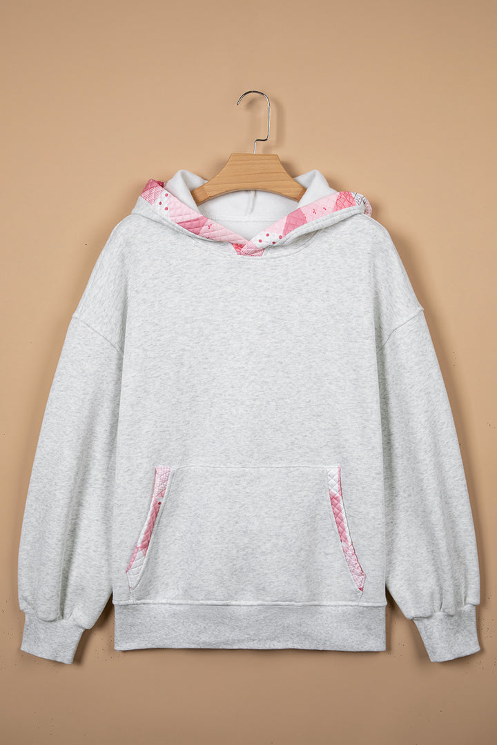 Gray Contrast Patchwork Oversized Hoodie