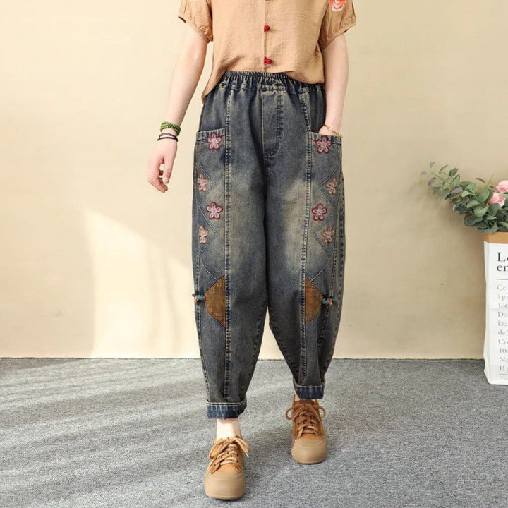 Patchwork Embroidered Cropped Harem Pants – Women&