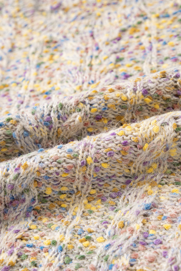 Multicolour Cozy Cable Knit Round Neck Long Sleeve Confetti Sweater