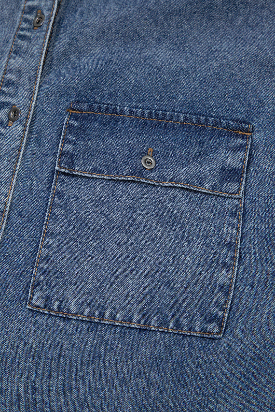 Ashleigh Blue Button Flap Pocket Cuffed Short Sleeve Denim Shirt