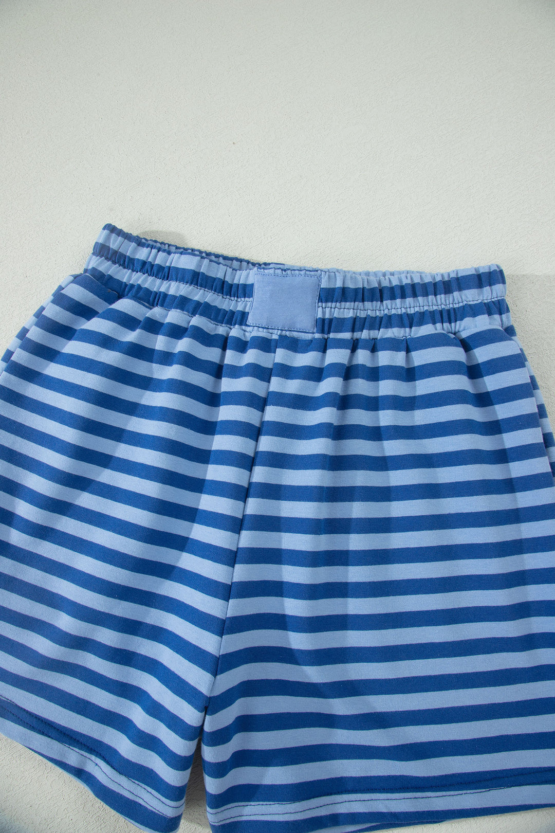 Green Stripe Striped Ribbed Cotton Two-Piece Pant Set with Chest Patch Detail