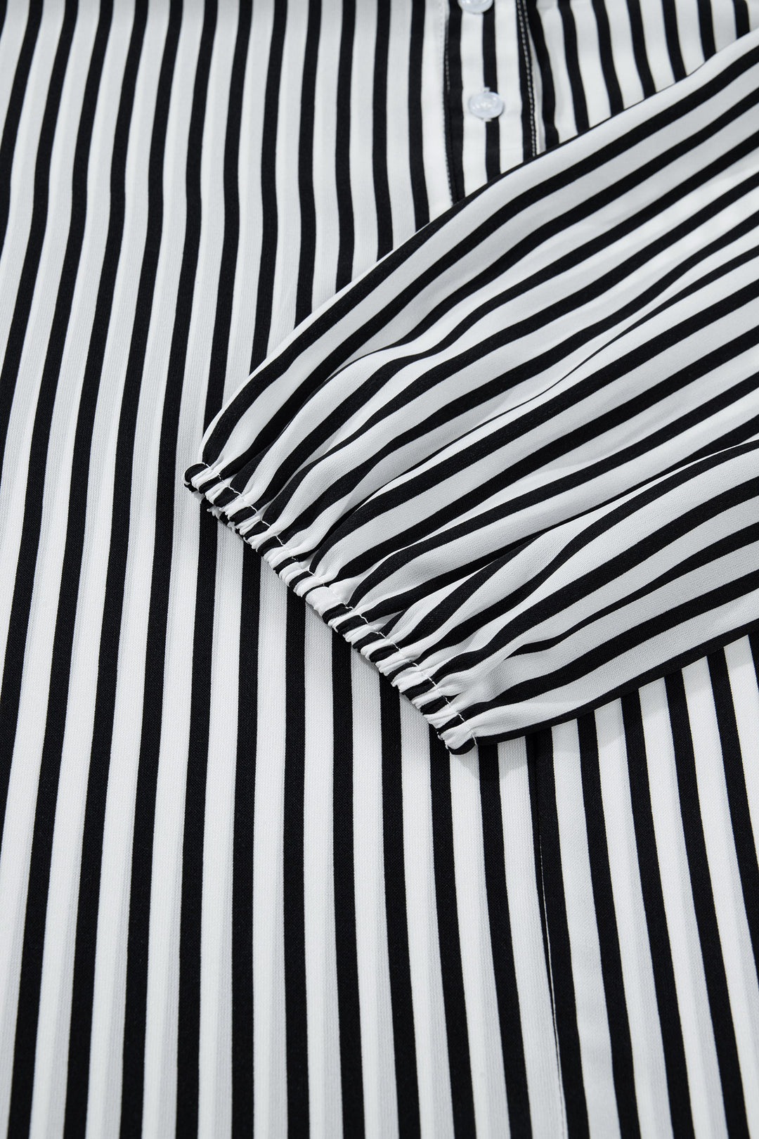 Black Striped Half Sleeve Button-Up Shirt