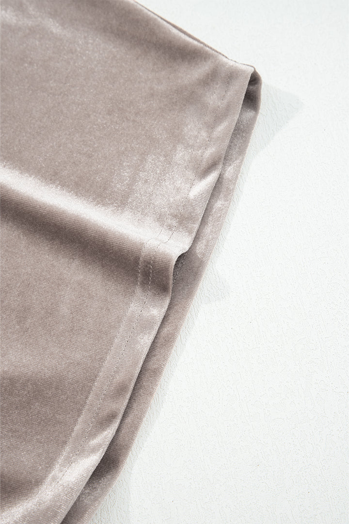 Smoke Gray 3/4 Sleeve Open Front Velvet Kimono