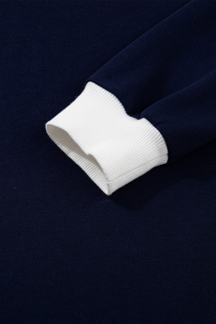 Bluing Colorful Striped Accent Varsity Long Sleeve Pullover and Shorts Matching Set