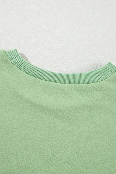 Grass Green Solid Fleece Lined Drop Shoulder High Low Sweatshirt