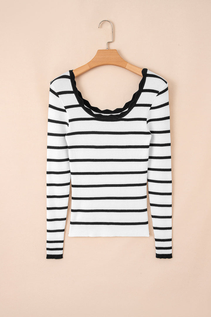 Sutton Striped Ribbed Slim Sweater