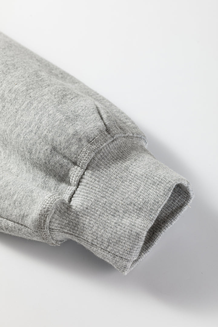 Gray Contrast Rope Drawstring Ruffle Trim Drop Shoulder Baggy Hoodie