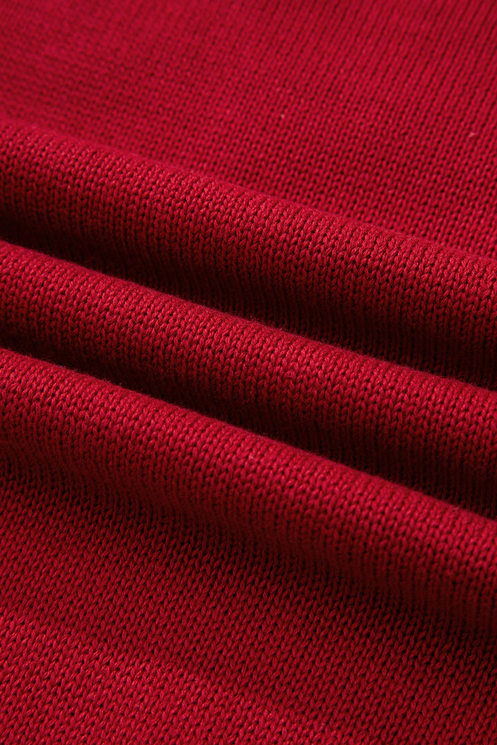 Racing Red Merry Colorful Dot Detail Christmas Drop Shoulder Sweater