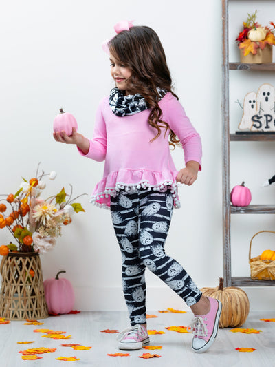 Unspookable Hi-Lo Tunic, Leggings and Scarf Set