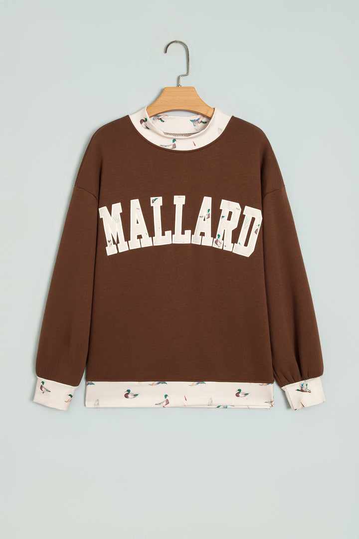 Coffee Western Contrast Detail Letter Graphic Baggy Sweatshirt