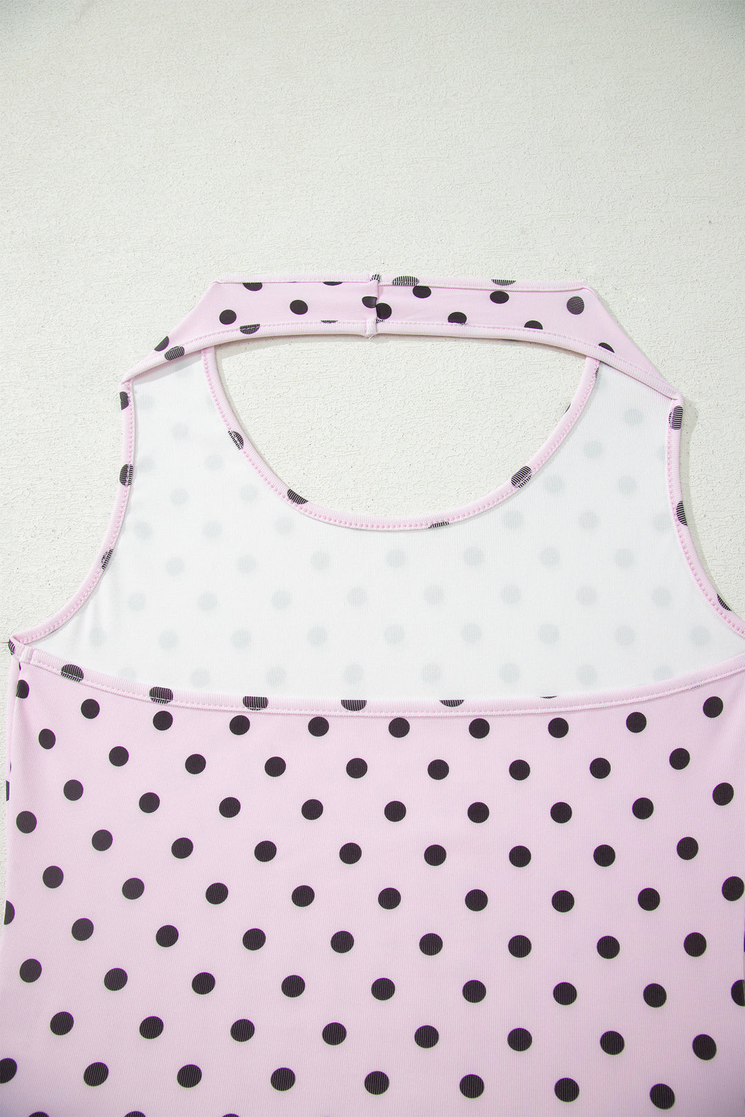 Brown Polka Dot Halter Tank Drawstring Elastic Waist Short Set