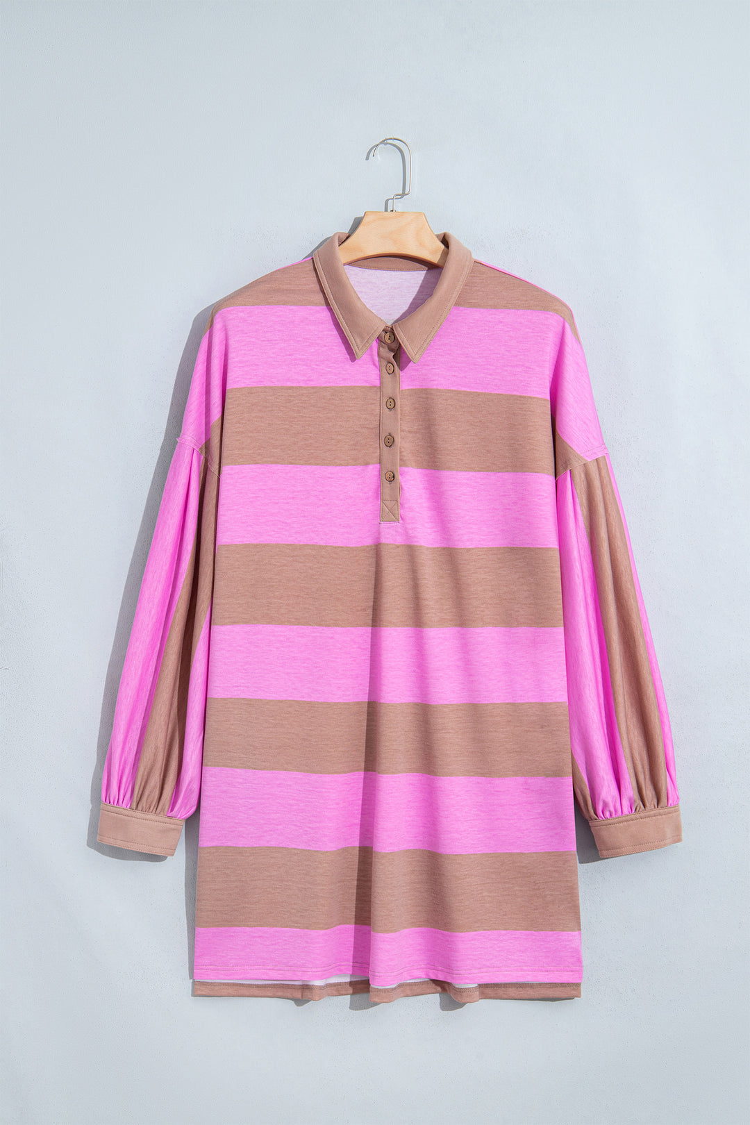 Rose Stripe Striped Colorblock Long Sleeve V Neck Shift Plus Size Dress
