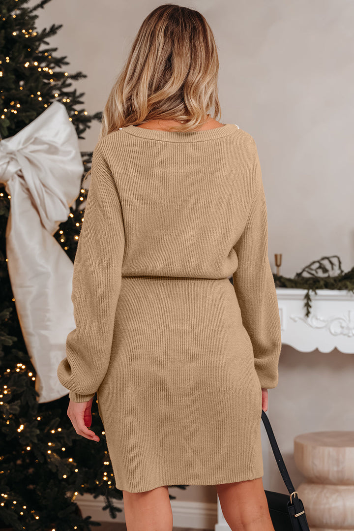 Zariah Embellished Keyhole Ribbed Sweater