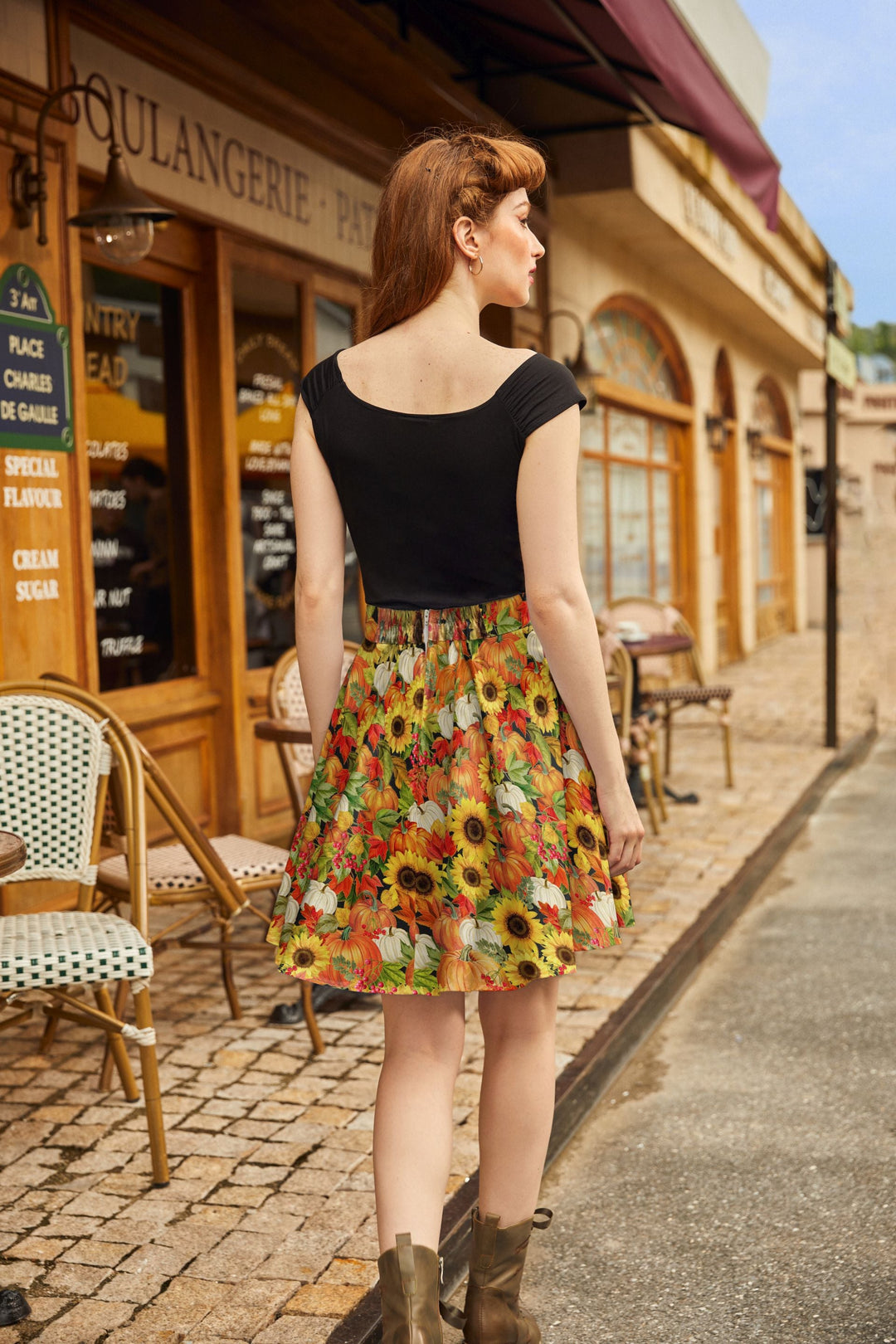 Sunflower &amp; Pumpkin Skater Skirt