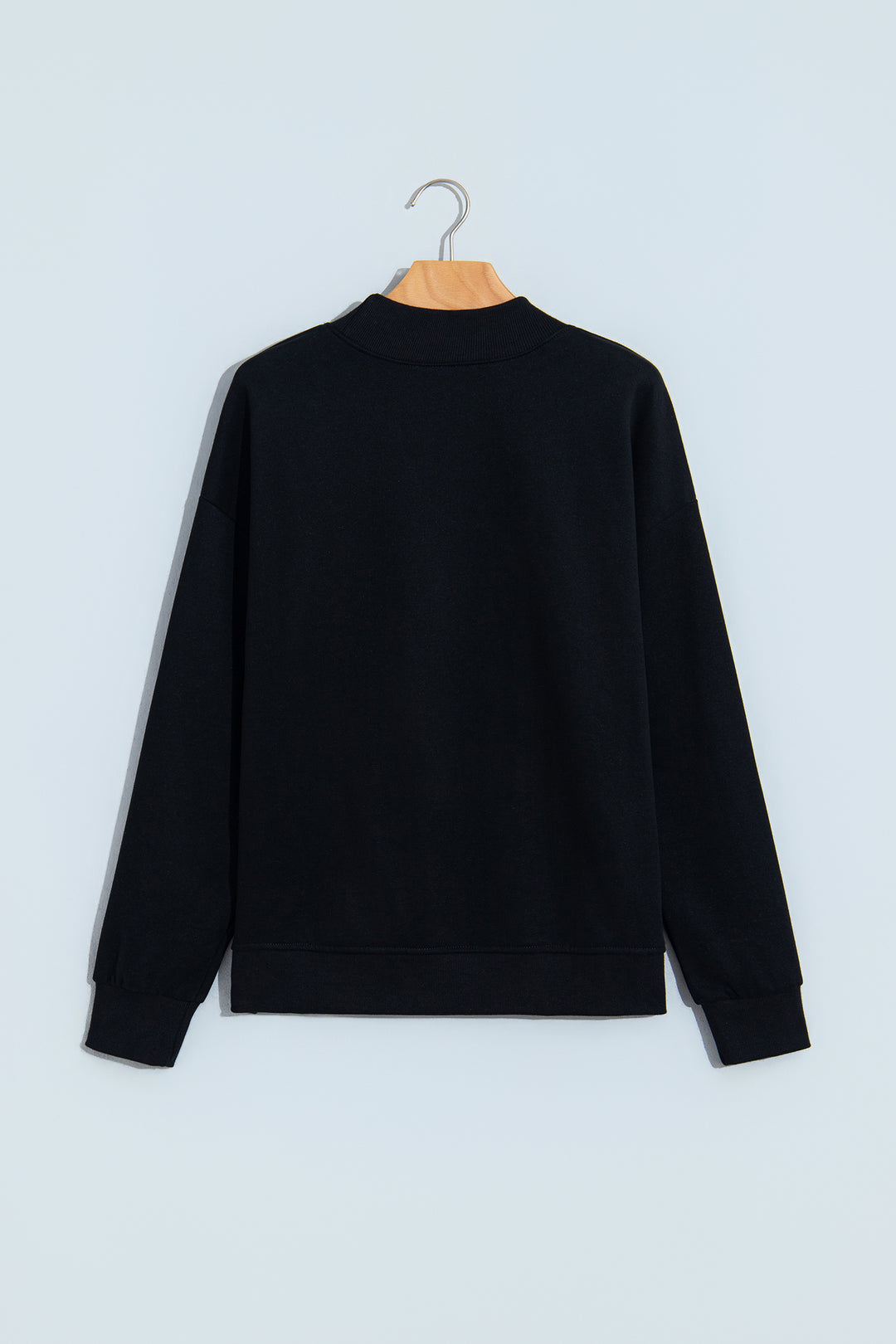 Black Solid Color Oversized Mock Neck Sweatshirt