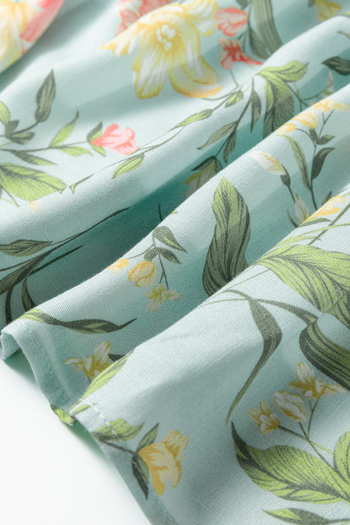 Yellow Smocked Bodice Ruffled Sleeveless Tiered Floral Maxi Dress